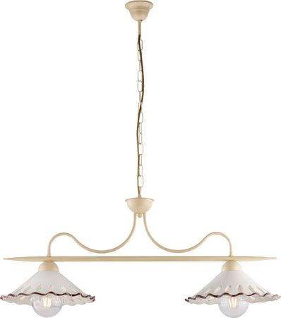 Bilanciere-2-Luci-Osteria-In-Ferro-Avorio-Decapè-E-Coppe-In-Ceramica-Decorata