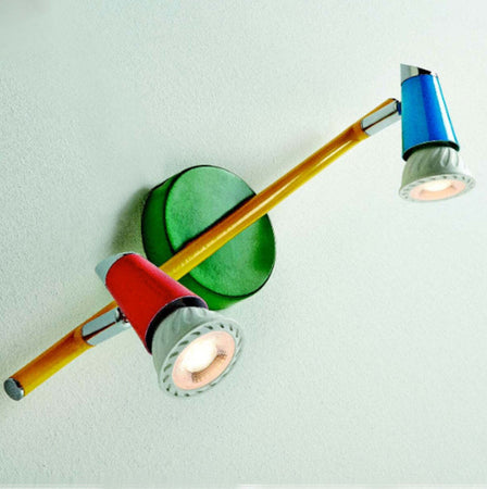 Binario-Illuminando-KOLOR-2-GU10-LED-faretti-colorato-orientabile-snodabile-metallo-verde-rosso-azzurro-interno