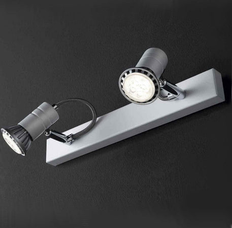 Binario-Illuminando-ZELIG-2-GU10-LED-7W-3000°K-faretti-orientabili-moderni-metallo-cromo-bianco-interno
