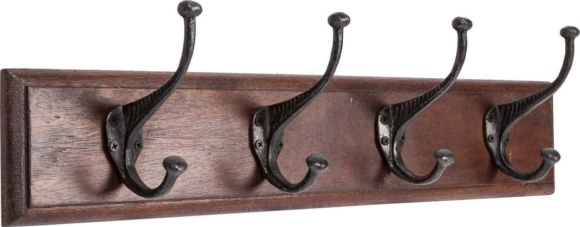 Biscottini-Attaccapanni-da-parete-in-legno-massiccio-e-ferro-forgiato-a-mano-finitura-noce-60x12x16-cm