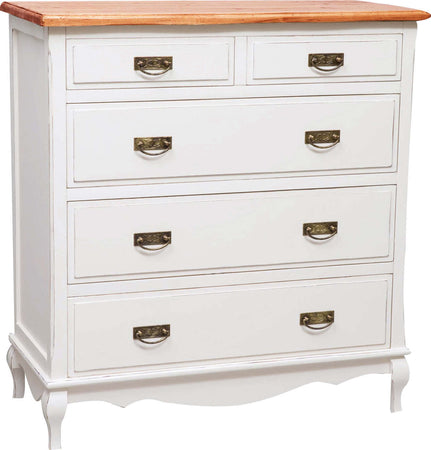 Biscottini-Comò-Country-in-legno-massello-di-tiglio-struttura-bianca-anticata-piano-finitura-noce-L100xPR45xH106-cm.-Made-in-Italy