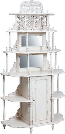 Biscottini-Etagere-in-legno-massello-di-mogano-finitura-bianca-anticata-100x39x190-cm