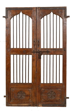 Biscottini-Porta-portone-in-legno-massello-e-ferro-da-interno-o-da-esterno-vecchia-e-antica-medievale-scorrevole