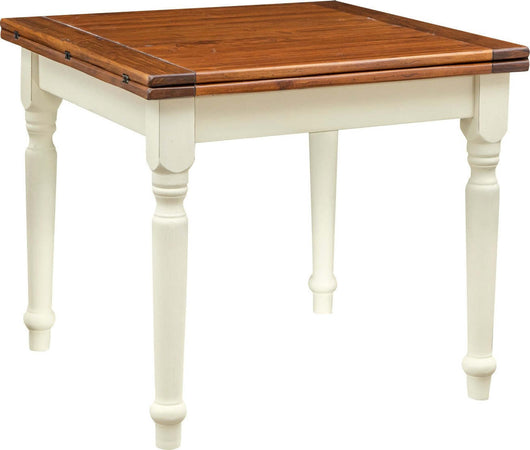 Biscottini-Tavolo-allungabile-Country-fatto-a-mano-in-legno-massello-di-tiglio-struttura-bianca-anticata-piano-noce-Made-in-Italy