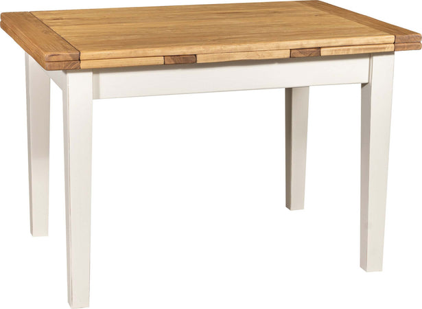 Biscottini-Tavolo-allungabile-Country-legno-massello-di-tiglio-con-struttura-bianca-anticata-piano-naturale.-Made-in-Italy