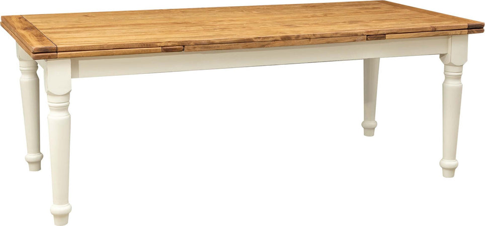 Biscottini-Tavolo-Country-allungabile-legno-massello-di-tiglio-struttura-bianca-anticata-piano-naturale-L220xPR100xH80-cm.-Made-in-Italy