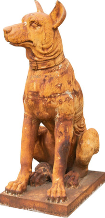 Biscottini-Vecchia-statua-raffigurante-un-cane-seduto-in-fusione-di-ghisa