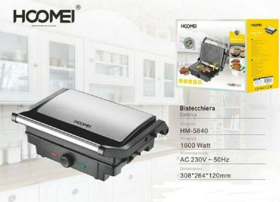 Bistecchiera-Elettrica-A-Contatto-Piastra-Per-Panini-Toast-Griglia-Grill-1600-W