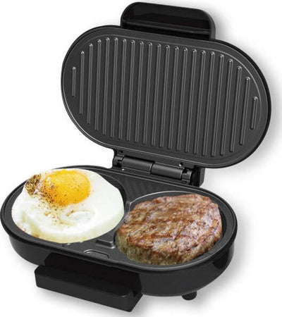 Bistecchiera-Elettrica-Doppia-Piastra-Antiaderente-750w-Tostiera-Omelette-Tonda