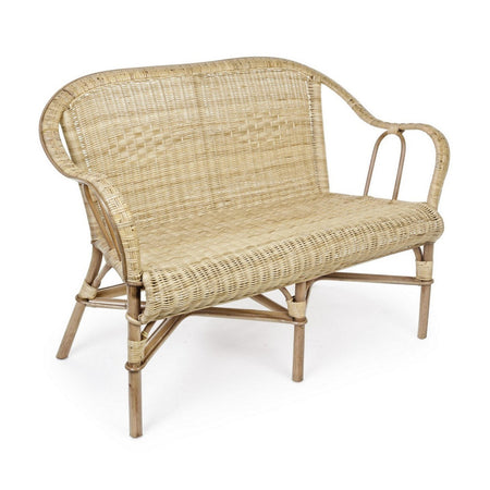 Divano "Ines" a due posti, struttura in rattan, intreccio in midollino, per esterno