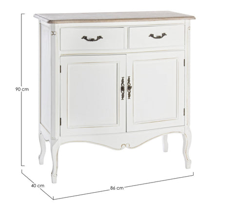 Credenza "Justine" 2 ante e 2 cassetti, con struttura in legno Paulownia, stile classico