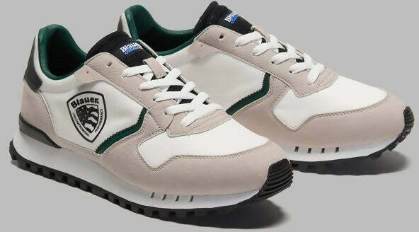 Blauer Sneakers Uomo Pelle Scamosciata E Nylon Nuova Collezione Scarpe Da Ginnastica Casual Fashion Lacci E Fondo In Gomma Bicolore