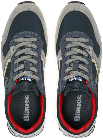 Blauer Sneakers Uomo Pelle Scamosciata E Nylon Nuova Collezione Scarpe Da Ginnastica Casual Fashion Lacci E Fondo In Gomma Bicolore