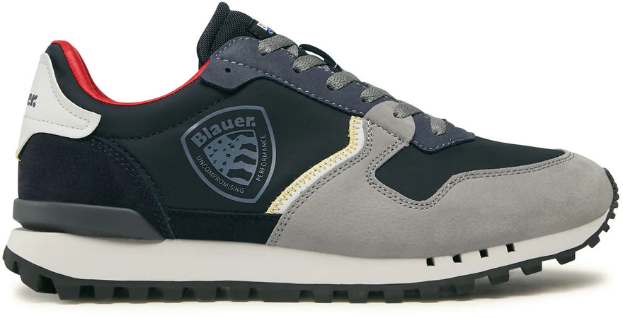 Blauer Sneakers Uomo Pelle Scamosciata E Nylon Nuova Collezione Scarpe Da Ginnastica Casual Fashion Lacci E Fondo In Gomma Bicolore