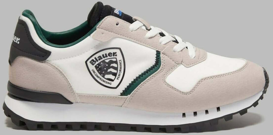 Blauer Sneakers Uomo Pelle Scamosciata E Nylon Nuova Collezione Scarpe Da Ginnastica Casual Fashion Lacci E Fondo In Gomma Bicolore