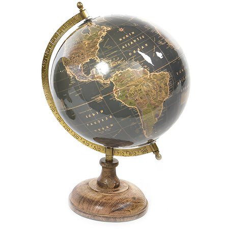 Mappamondo con base in legno, decorazione per interno