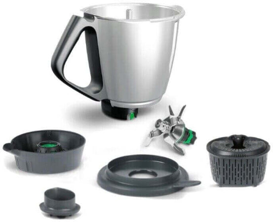 Boccale Completo Bimby TM6 con Ghiera Lame Misurino e Coperchio Originale Vorwerk