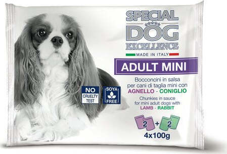 Bocconcini-con-Salsa-Monge-6170A-SPECIAL-DOG-EXCELLENCE-Adult-Mini-Agnello-e-Coniglio-Nutrizione-di-Alta-Qualità