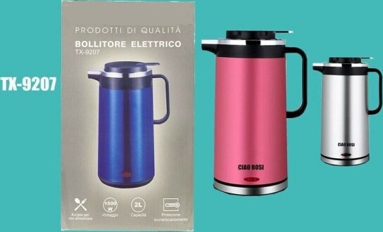 Bollitore-Elettrico-Capacità-2-Litri-Cordless-Acqua-Ufficio-Viaggi-Tx-9207