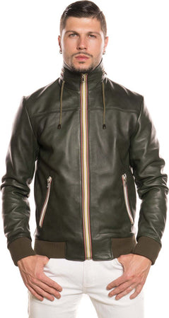 Bomber-Kway---Bomber-Uomo-Verde-in-vera-pelle