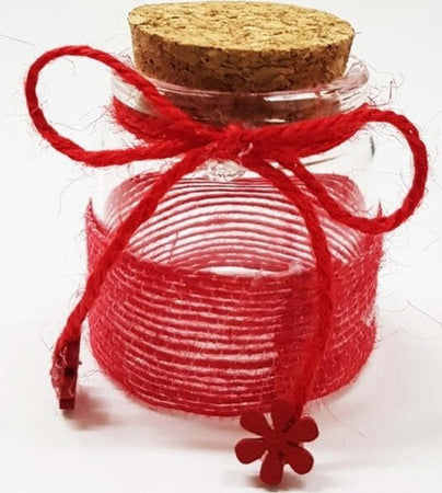 Bomboniera-Ampolla-Colore-Rosso-In-Vetro-Con-Tappo-Sughero-Nastro-Porta-Confetti