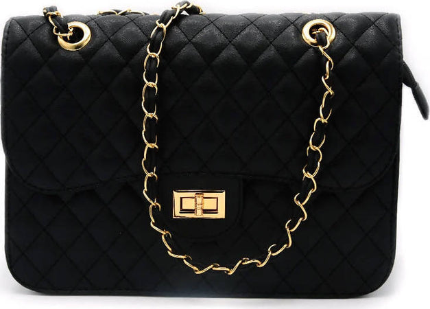 Borsa Donna a Spalla Borsetta Trapuntata Dimensione Media in Ecopelle Con Pattina Frontale E Chiusura a Lucchetto Borsa Fashion Con Catena Dorata E Interno in Tessuto 22x29x9 Cm Moda/Donna/Borse/Borse a spalla Leclaf - Napoli, Commerciovirtuoso.it