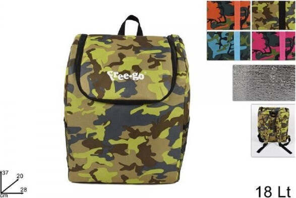 Borsa-Zaino-Termico-Frigo-Caldo-Freddo-Viaggi-Mare-18-Lt-Mimetico-In-4-Colori