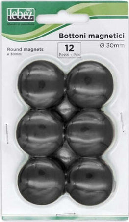 Bottoni magnetici - nero - diametro 30 mm - Lebez - conf. 12 pezzi Cancelleria e prodotti per ufficio/Archivio ufficio e accessori per scrivania/Nastri colle elastici e graffette/Puntine e ganci Eurocartuccia - Pavullo, Commerciovirtuoso.it