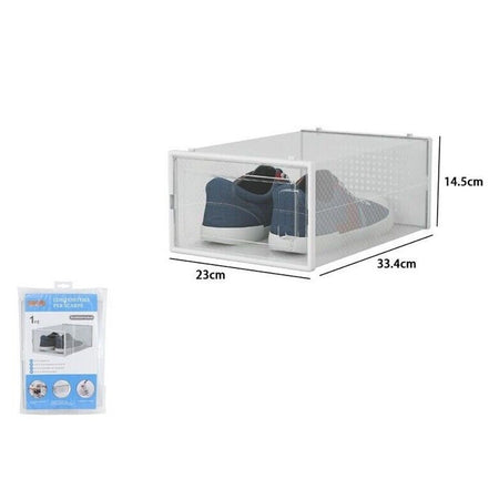 Box Contenitore Per Scarpe Calzature Scatola Portascarpe 33.4x23x14.5cm Trasparente 87646