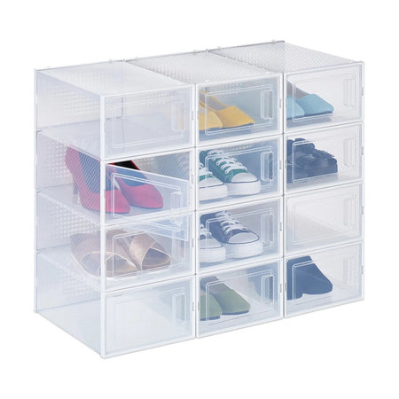 Box Contenitore Per Scarpe Calzature Scatola Portascarpe 35x25x19.2cm Trasparente 87647