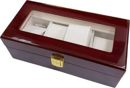 Box-Scatola-Cofanetto-Con-Vetrina-Porta-Orologi-Bracciali-In-Legno-4-Posti
