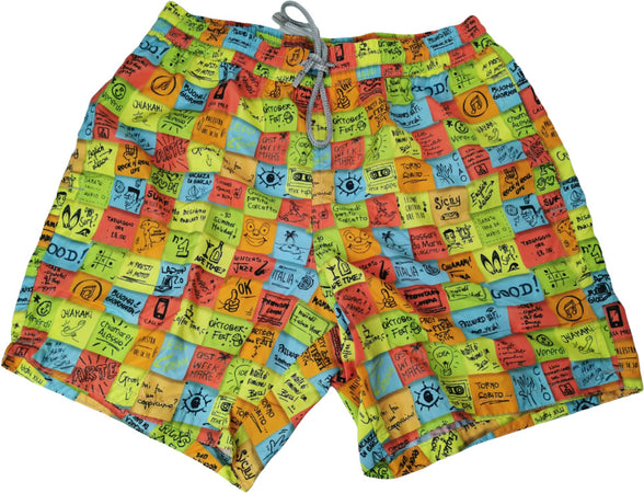 Boxer mare Uomo Zeybra Portofino 1962 - fantasia post-it - colore giallo fluo multicolor