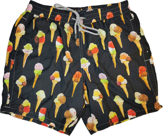 Boxer mare Uomo - Zeybra Portofino 1962 - fantasia cono gelato - colore nero opaco/multicolore
