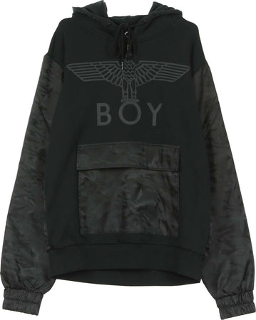 BOY-LONDON-Felpa-Cappuccio-Uomo-Camo-Hood-Black-da-uomo