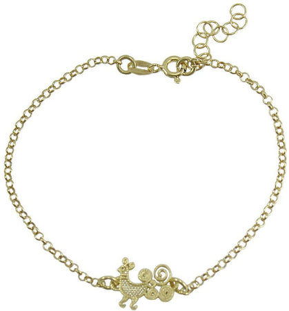 Bracciale donna con pavoncella sarda centrale in argento dorato