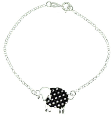Bracciale in argento con centrale pecorella brunita filigranata
