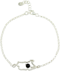 Bracciale Donna Sardegna Centrale in Argento Con Pietra Nera Su Coccu Pendente Pietra Onice 3 Mm Ciondolo 20 X10x2 Mm