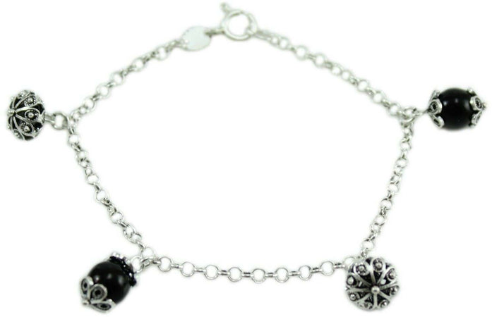 Bracciale Su Coccu onice Bottoni sardi argento portafortuna Sardegna regolabile
