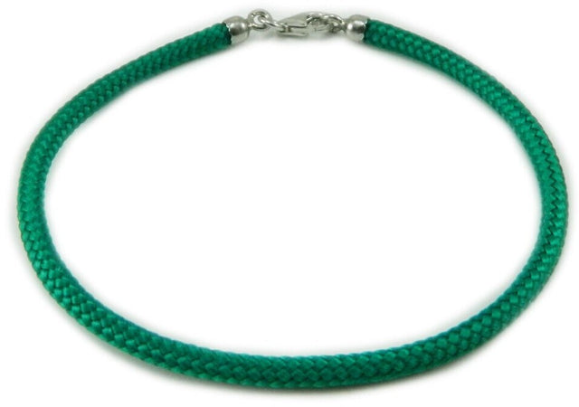 Bracciale Verde Portafortuna in Sagola con Finali Argento 925 – Artigianato della Sardegna