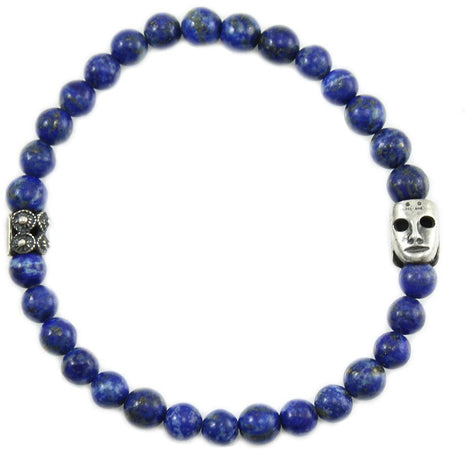 Bracciale elastico lapis blu e maschera della sartiglia in argento