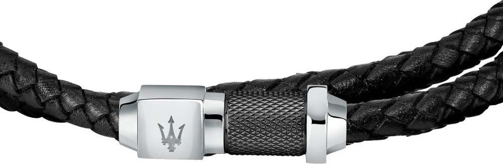 Bracciale-MASERATI-uomo-pelle-intrecciata-/-acciaio
