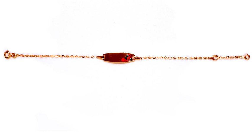 Bracciale neonato in Oro giallo e smalto 18 kt Con coccinella Rossa porta fortuna Regalo Ideale Battesimo