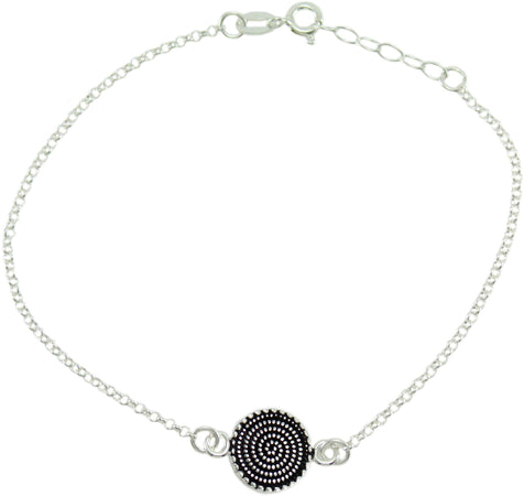 Bracciale sardo donna in argento brunito maglia giunchiglio con centrale corbula