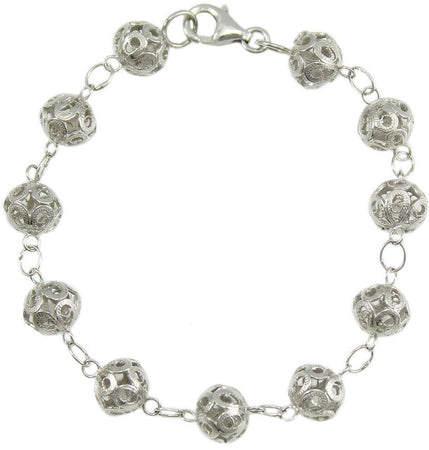 Bracciale sardo donna sfere bottone filigrana sarda in argento traforate