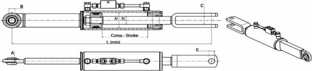 Braccio laterale idraulico adattabile Fiat 80x40x190mm Confezione da 1pz
