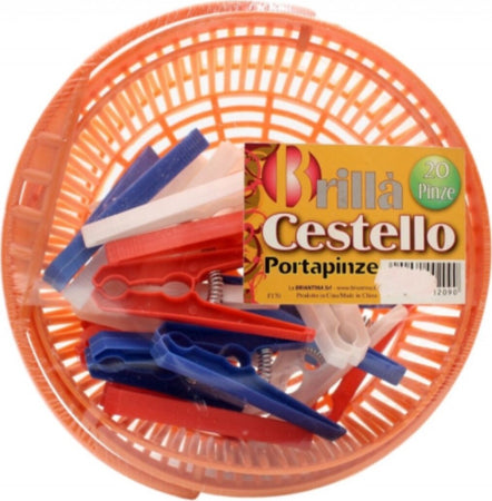 BRILLA'---CESTELLO-PORTAMOLLETTE-+-20-PINZE---COLORE-ARANCIONE