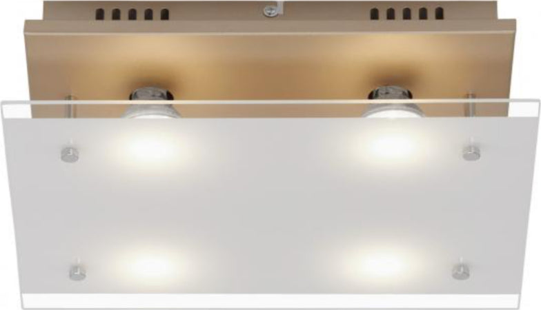 BRILONER---PLAFONIERA-4-LED---4W-400LUMEN--ORO-OPACO/VETRO-SATINATO