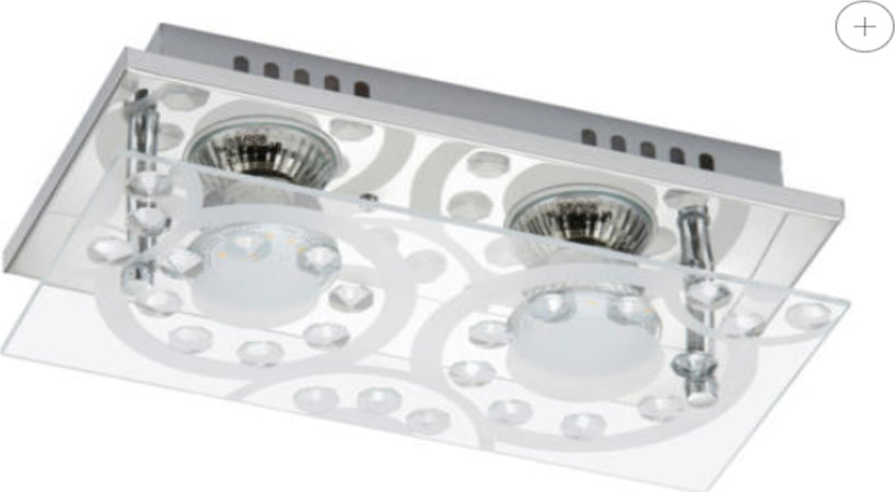 BRILONER--PLAFONIERA-2-LED-3W-250LUMEN-3000K-CROMO/VETRO-TRASPARENTE