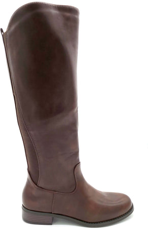 Brown - Stivali donna in ecopelle con elastico marrone