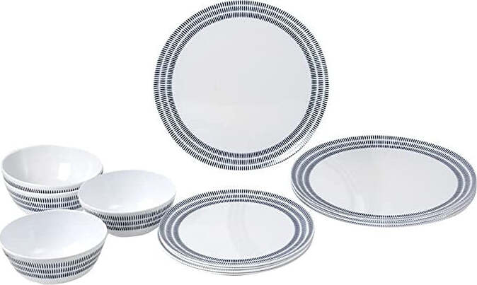 Brunner-Set-Piatti-Campeggio-MIDDAY-BLUEBAY-12-pz-Bianco-e-Blu